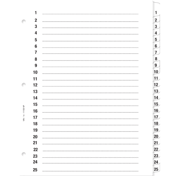 INDEX FORMAT LETTRE 1-100 NOIR (1-25)