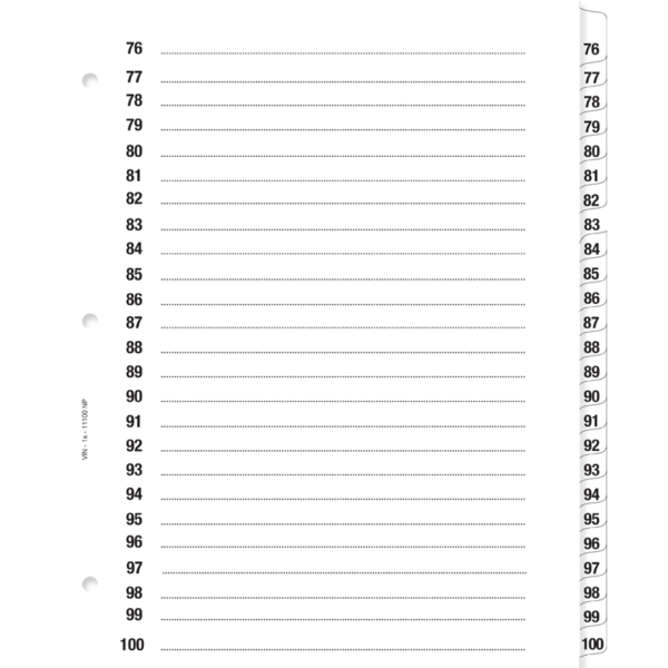 INDEX FORMAT LETTRE 1-100 NOIR (76-100))