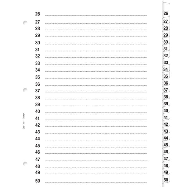 INDEX FORMAT LETTRE 1@50 NOIR (26-50)